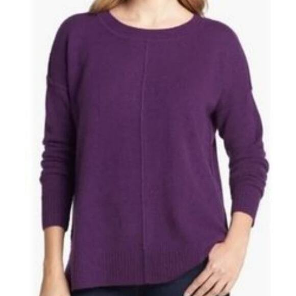 AMBER SUN Cashmere Sweater Purple Scoop Neck Soft Cozy Pullover Oversized Small - Picture 1 of 12